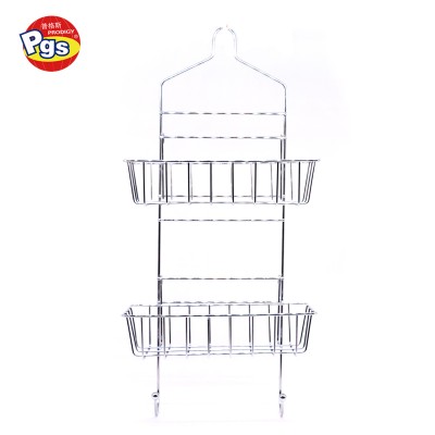 Stainless steel shower caddy shelf with hooks